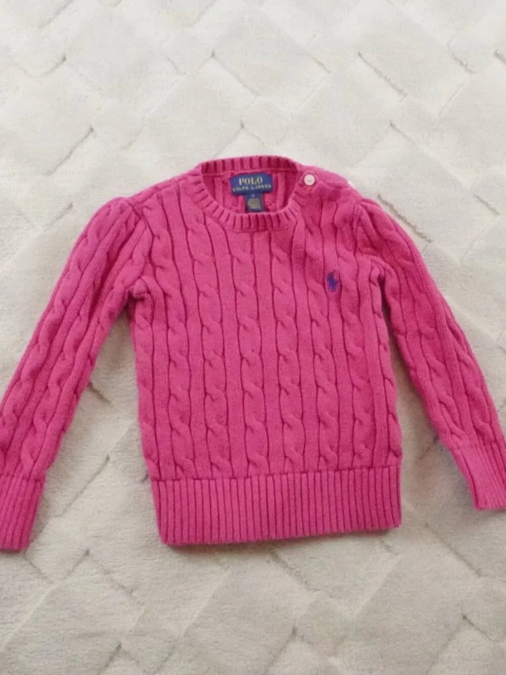 Polo Ralph Lauren Cable Knit Sweater Girls 2 Youth Pink